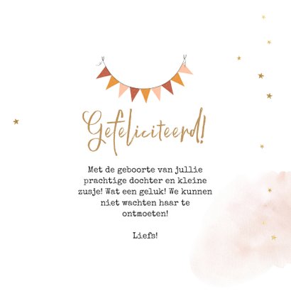 Felicitatiekaart dochter watercolour maan goudlook sterren 3