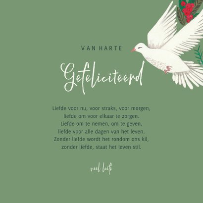 Felicitatiekaart duiven voor een huwelijk of verloving 3