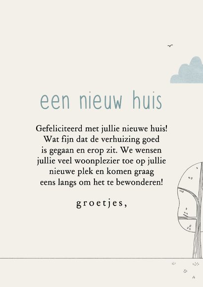 Felicitatiekaart een nieuw huis illustratie jaren 30 woning 3