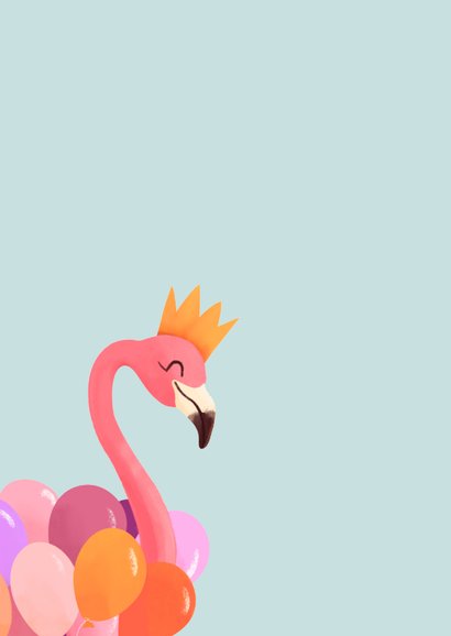 Felicitatiekaart flamingo met ballonnen 2
