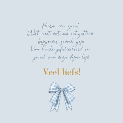 Felicitatiekaart geboorte baby met blauwe strik  3
