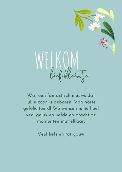 Felicitatiekaart geboorte beertje bloemen 3