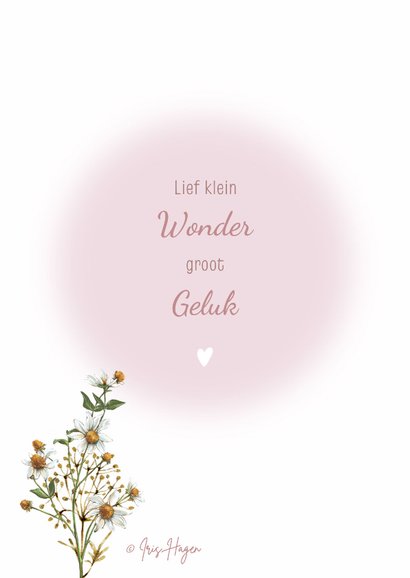 Felicitatiekaart geboorte beertje tussen bloemen meisje 2