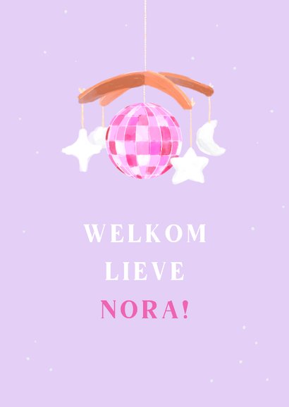 Felicitatiekaart geboorte discobal meisje 2