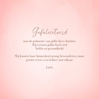 Felicitatiekaart geboorte dochter ooievaar met baby roze 3