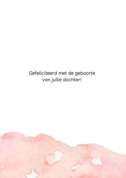 Felicitatiekaart geboorte dochter roze waterverf 3