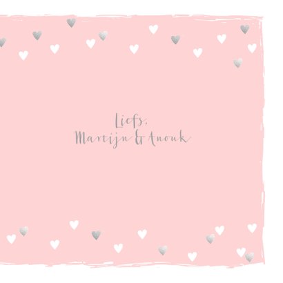 Felicitatiekaart geboorte hartjes hip roze 3