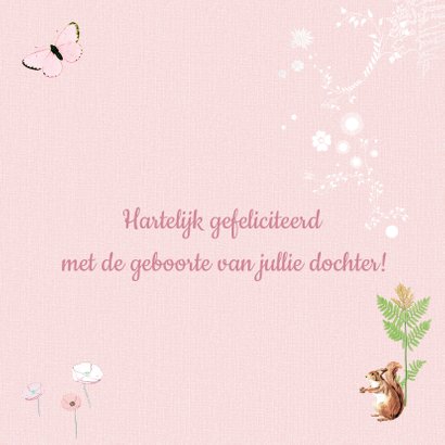 Felicitatiekaart geboorte hertje roze 3