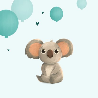 Felicitatiekaart geboorte jongen ballonnen koala beer 2