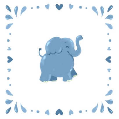 Felicitatiekaart geboorte jongen olifantje 2