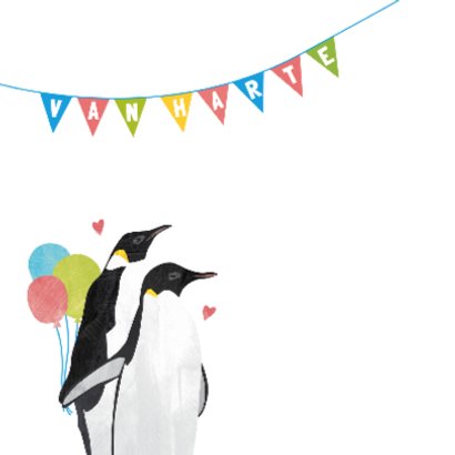 Felicitatiekaart geboorte jongen - pinguin 2