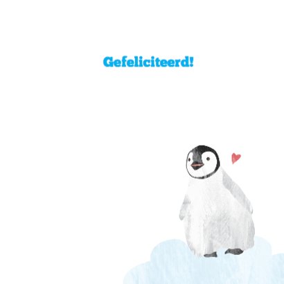 Felicitatiekaart geboorte jongen - pinguin 3