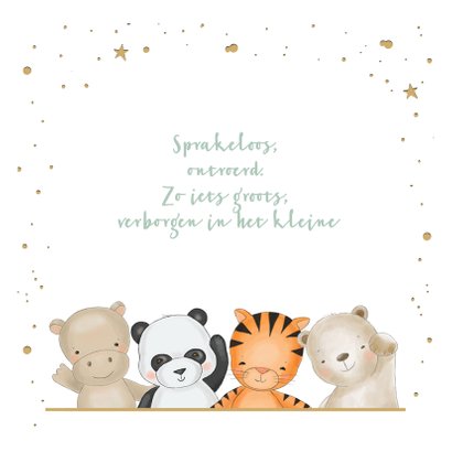 Felicitatiekaart geboorte jungle dieren met confetti 2