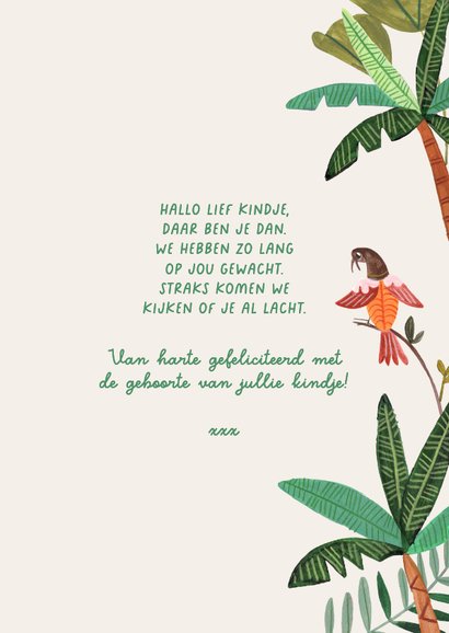 Felicitatiekaart geboorte jungle dieren welkom lief kleintje 3