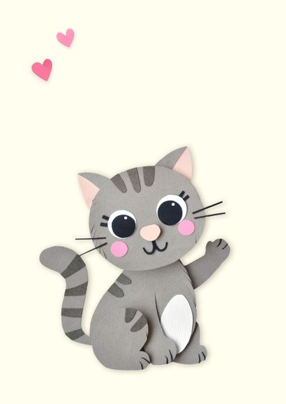 Felicitatiekaart geboorte kitten meisje 2