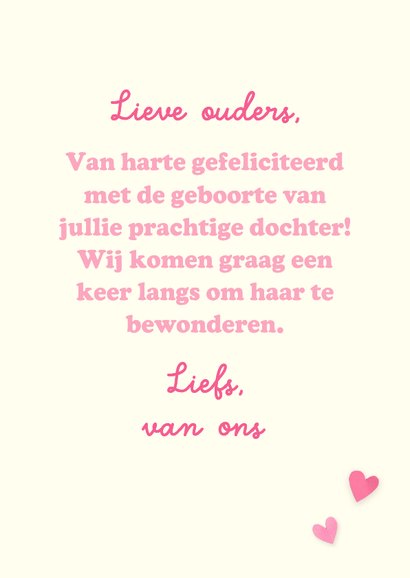 Felicitatiekaart geboorte kitten meisje 3