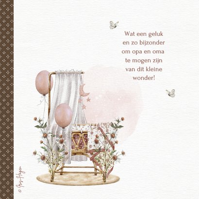 Felicitatiekaart geboorte kleindochter met wiegje 2