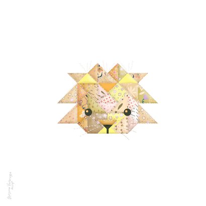 Felicitatiekaart geboorte kleinkind met leeuw quilt 2