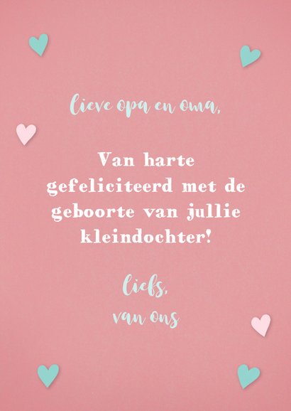 Felicitatiekaart geboorte konijntje kleindochter 3
