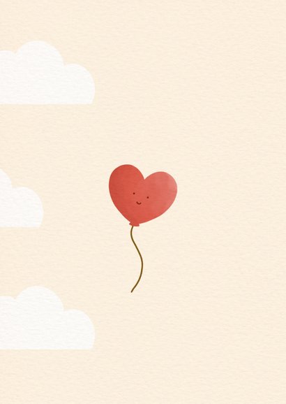 Felicitatiekaart geboorte meisje kuiken met hartjesballon 2