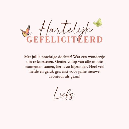 Felicitatiekaart geboorte meisje met hertje 3