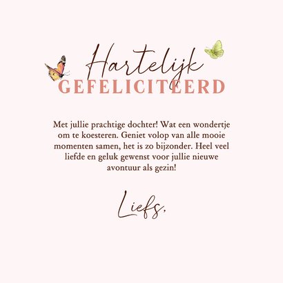 Felicitatiekaart geboorte meisje met hertje 3