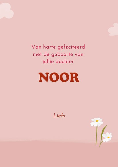 Felicitatiekaart geboorte meisje met lief klein konijntje 3