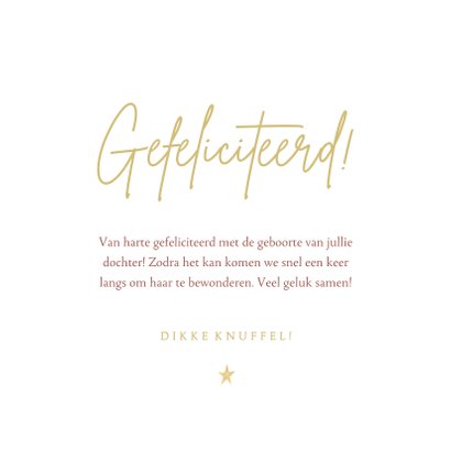 Felicitatiekaart geboorte meisje met maantje en sterren 3