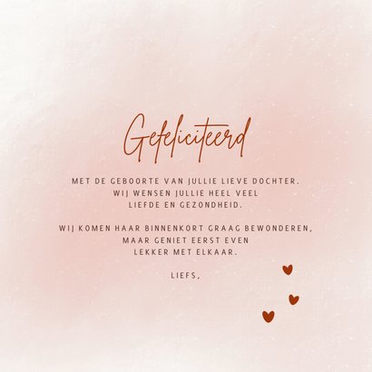 Felicitatiekaart geboorte meisje met slapend vosje 3