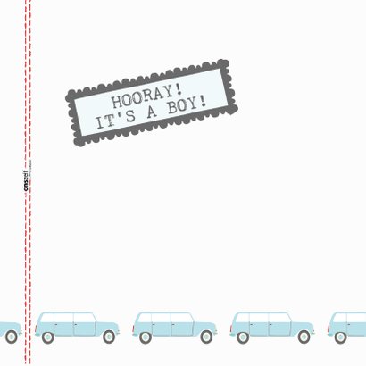 Felicitatiekaart geboorte met blauwe auto's 2