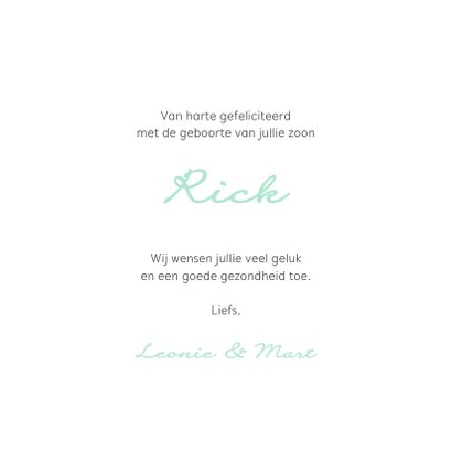 Felicitatiekaart geboorte met pentekening baby met waterverf 3