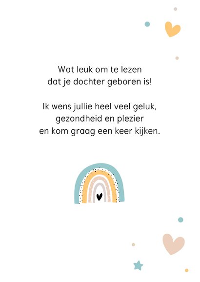 Felicitatiekaart geboorte met regenboog 3