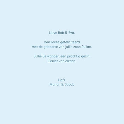 Felicitatiekaart geboorte olifantje met blauwe achtergrond 3