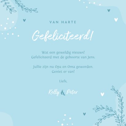 Felicitatiekaart geboorte opa en oma kleinkind jongen 3