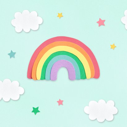Felicitatiekaart geboorte regenboog en sterretjes 2