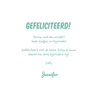 Felicitatiekaart geboorte tweeling double trouble beren hart 3
