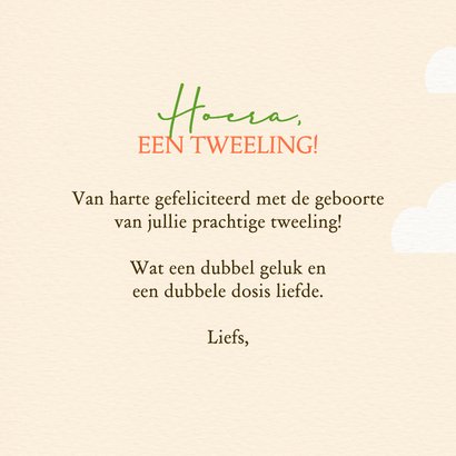 Felicitatiekaart geboorte tweeling met kuikens 3