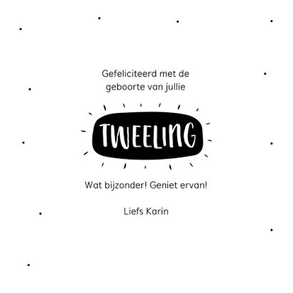 Felicitatiekaart geboorte tweeling met twee baby olifantjes 3