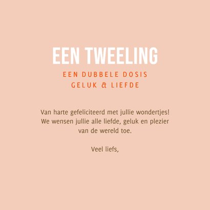 Felicitatiekaart geboorte tweeling met twee kersjes 3