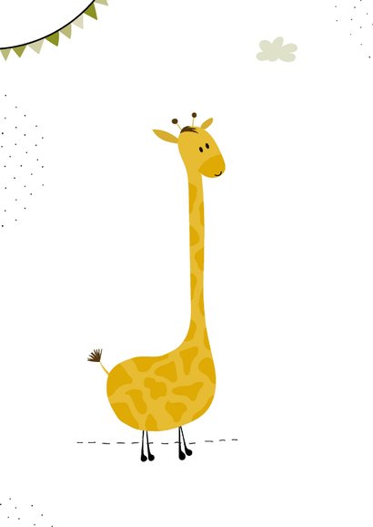 Felicitatiekaart geboorte van een jongen met een giraffe 2