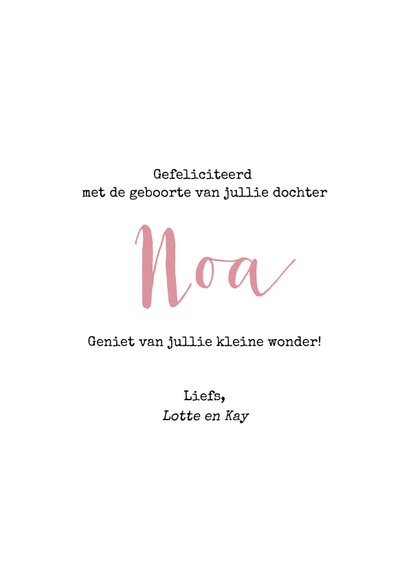 Felicitatiekaart geboorte van een meisje met roze ballon 3