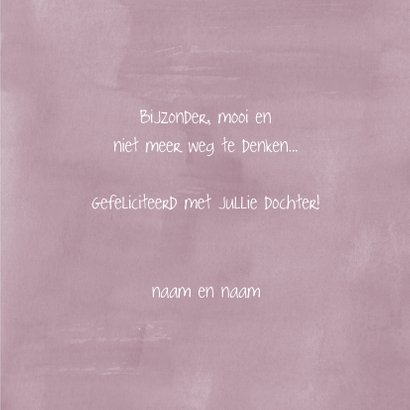 Felicitatiekaart geboorte voor een meisje wegwijzer hout 3