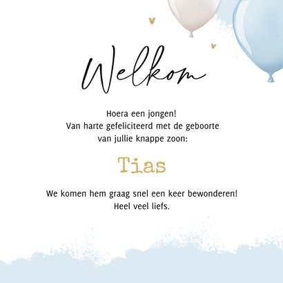 Felicitatiekaart geboorte welkom olifant waterverf ballonnen 3