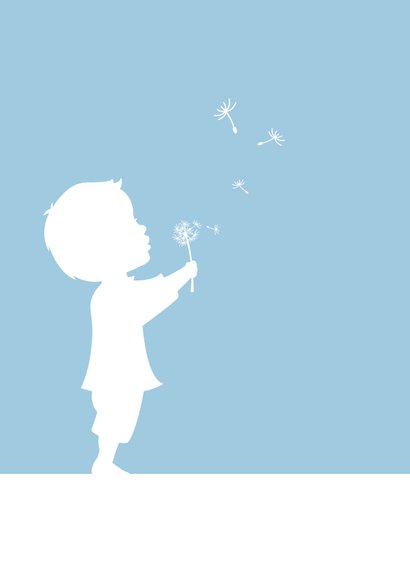 Felicitatiekaart geboorte zoon silhouet met paardenbloem 2