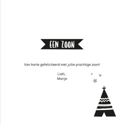 Felicitatiekaart geboorte zoon tipi 3