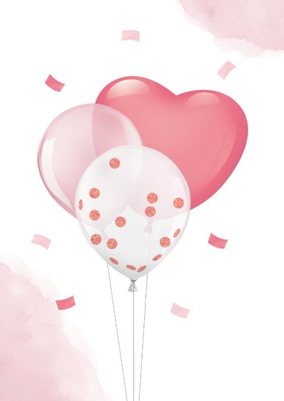 Felicitatiekaart geboorte zwanger meisje ballonnen confetti 2