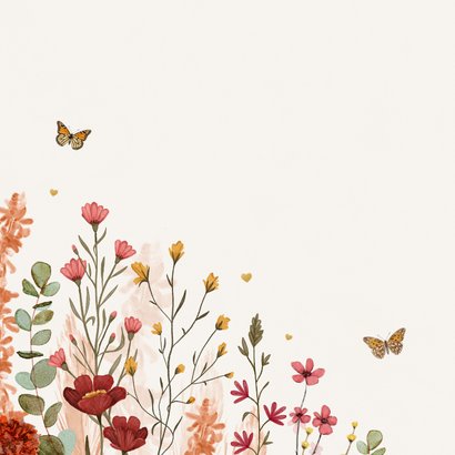 Felicitatiekaart geniet van je verlof bloemen vlinders 2