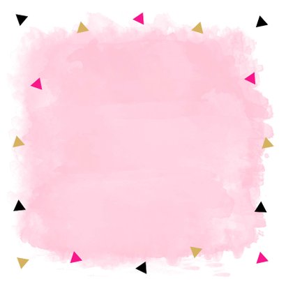 Felicitatiekaart geslaagd waterverf roze driehoekjes Achterkant