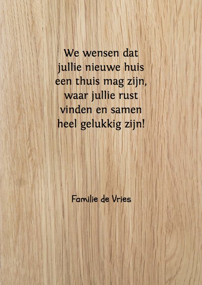 Felicitatiekaart gestanste huisjes op houtprint 3