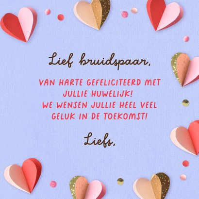 Felicitatiekaart getrouwd hartjes confetti 3